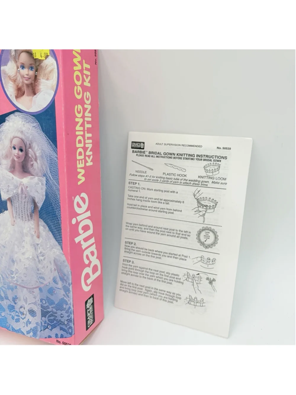 Mattel Barbie Wedding Gown Knitting Kit Color White #50539.